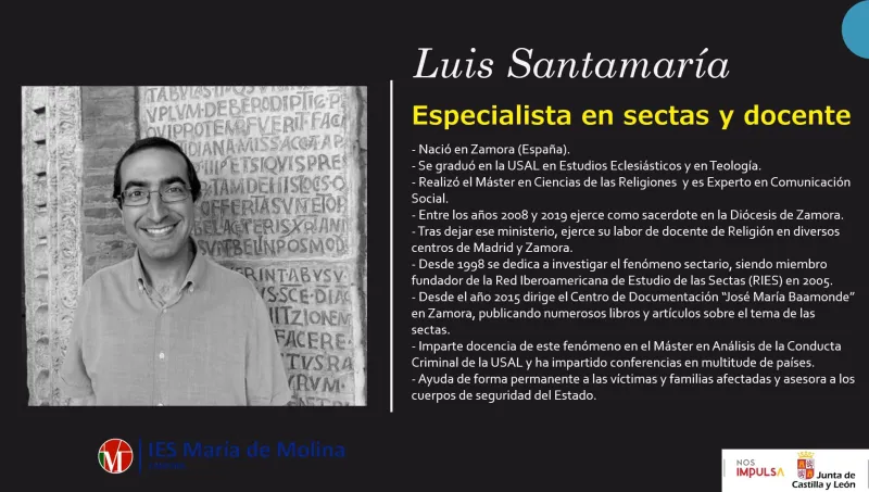 Dos profesores de religión en la Biblioteca Humana del IES "María de Molina"