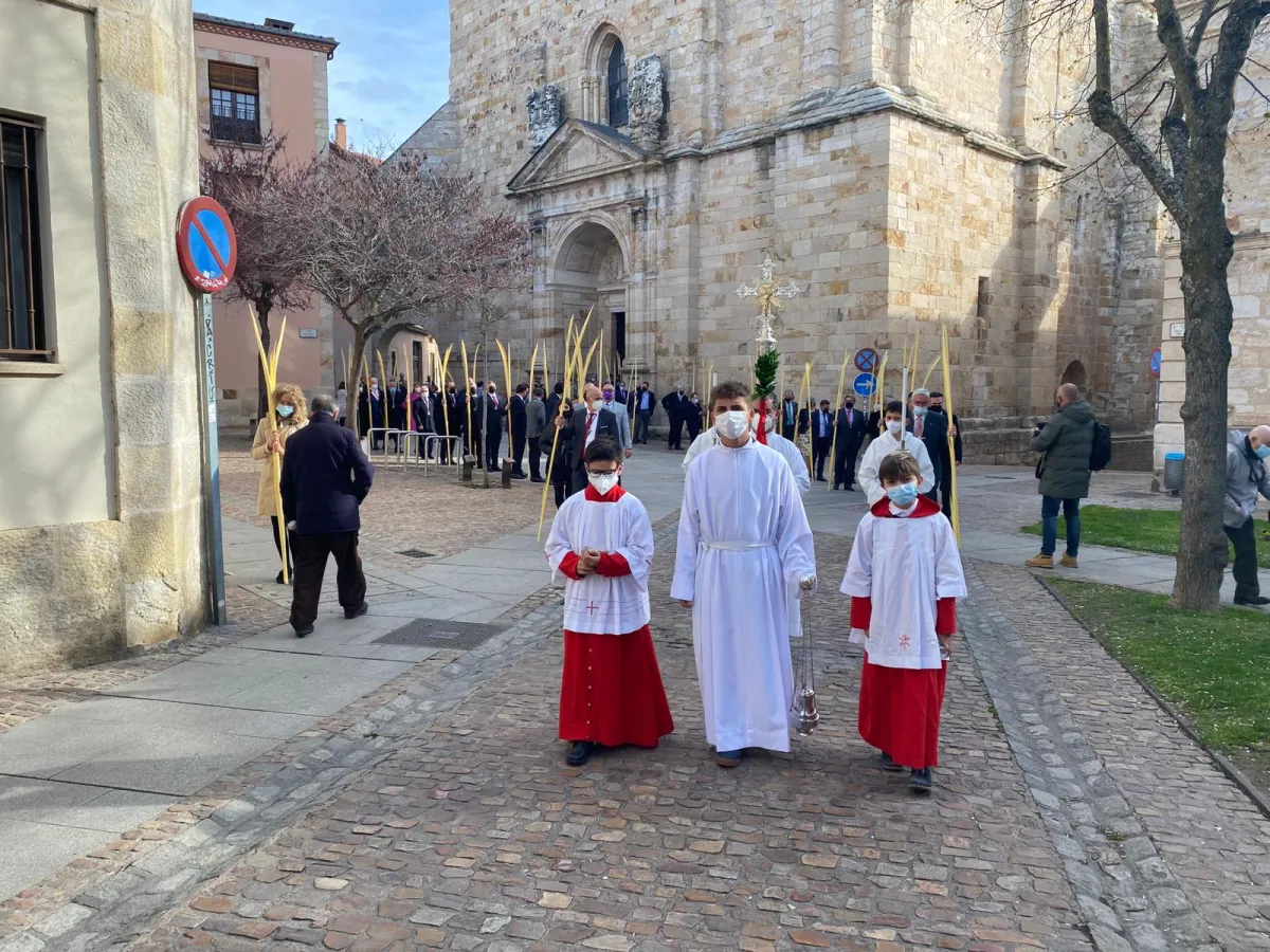 Bendición de palmas y misa pontifical en la catedral